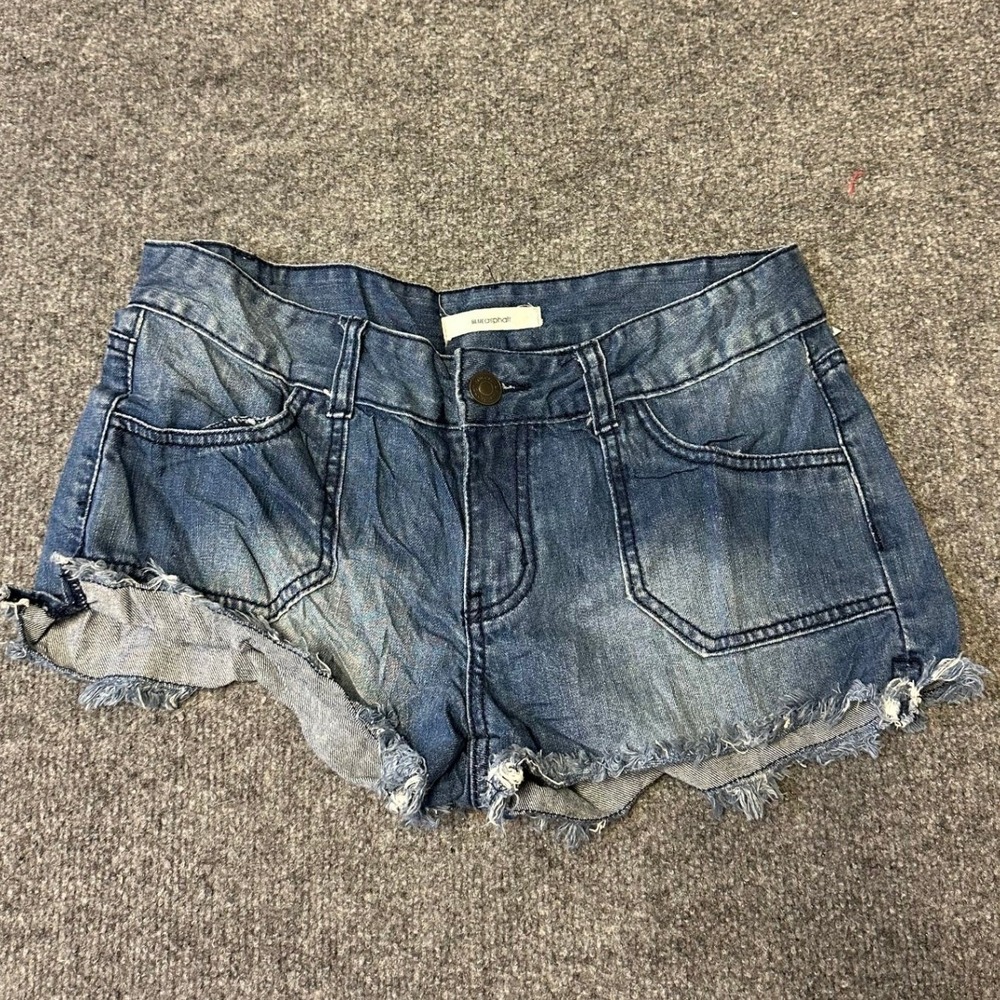 Blue Asphalt Shorts Womens Size 5/27 Blue Cotton Frayed Hem Low Rise Denim
